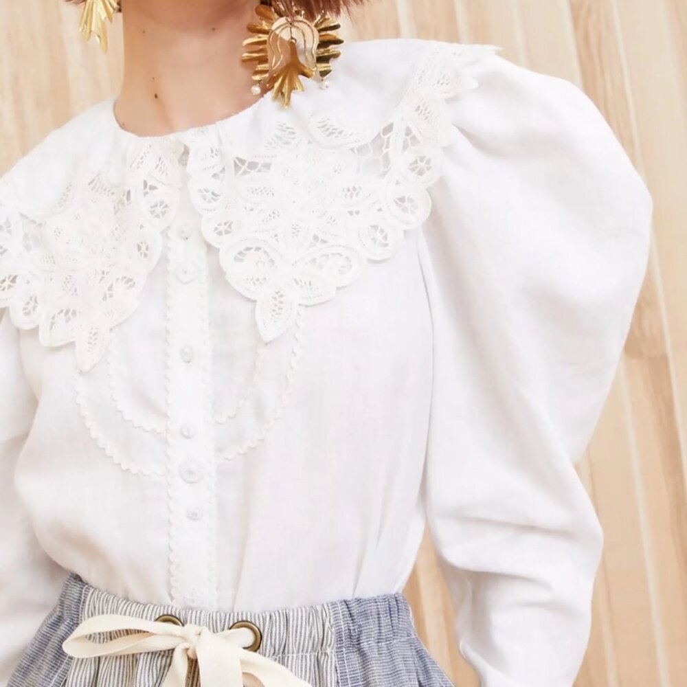 Ulla Johnson Faye Blouse - Bone - SZ 2